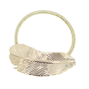 Ponytail Holder Elastic with Silver Finish Leave Piece